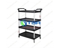 Xe đẩy phục vụ bàn màu đen cỡ nhỏ 04 tầng cao cấp