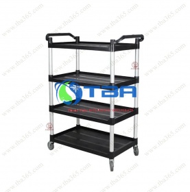 Xe đẩy phục vụ bàn màu đen cỡ nhỏ 04 tầng cao cấp