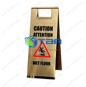 Bộ bảng inox mạ vàng cao cấp Á Châu cảnh báo sàn ướt