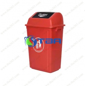 Thùng rác nhựa Á Châu cỡ trung 45L nắp lật màu đỏ cho nhà hàng