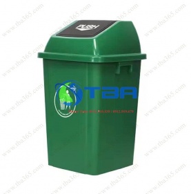 Thùng rác nhựa bập bênh xanh lá 100L cho công sở, nhà máy