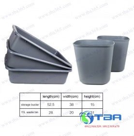 Bộ phụ kiện thau nhưa, xô nhựa 14L cho xe đẩy thu gom chén đĩa nhà hàng