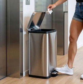 Thùng rác inox 50L đạp chân dùng cho văn phòng