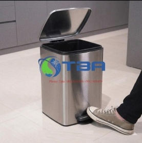 Thùng rác vuông inox đạp chân cao cấp 20L Á Châu
