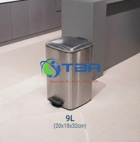 Thùng rác vuông đạp chân inox 9L cao cấp