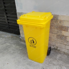 Thùng rác nhựa 240 Lít màu vàng thu gom rác thải