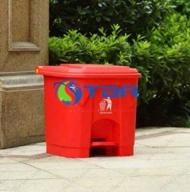 Thùng rác nhà hang 30L đạp chân màu đỏ cao cấp