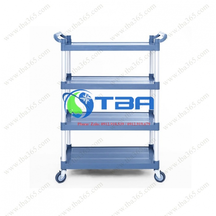 Xe đẩy Á CHÂU phục vụ bàn 04 tầng cỡ nhở màu xám Xanh