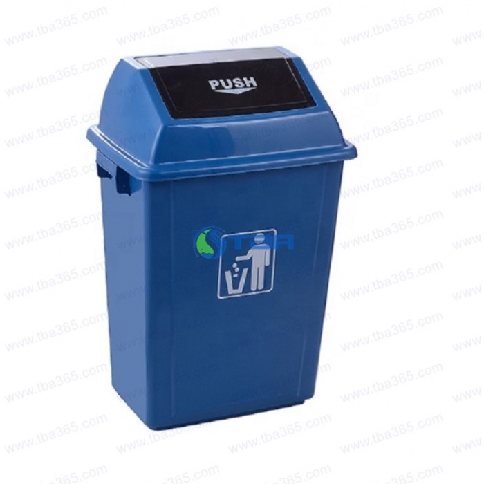 Thùng rác nhựa khu văn phòng 45L nắp lật xanh da trời