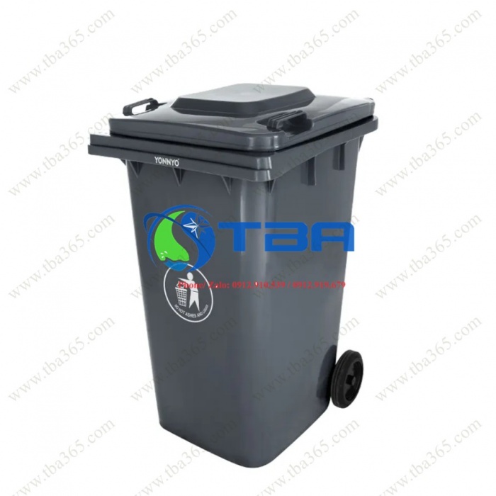 Thùng rác nhựa công nghiệp cao cấp màu Đen 240L