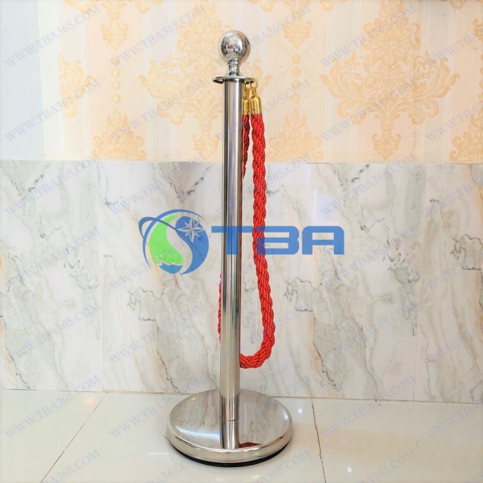 Trụ chắn inox đầu tròn cao cấp dây thừng đỏ cho Hội nghị, tiệc cưới