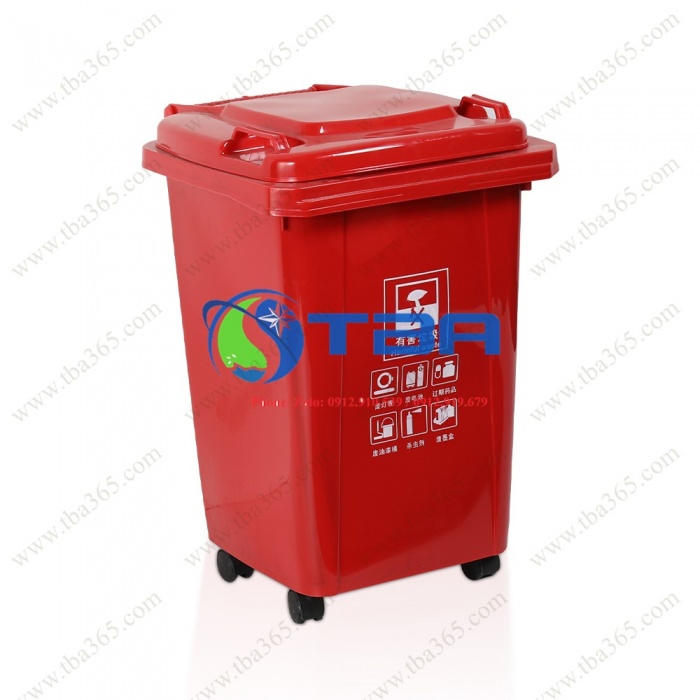 Thùng rác nhựa cho gia đình 60L màu đỏ