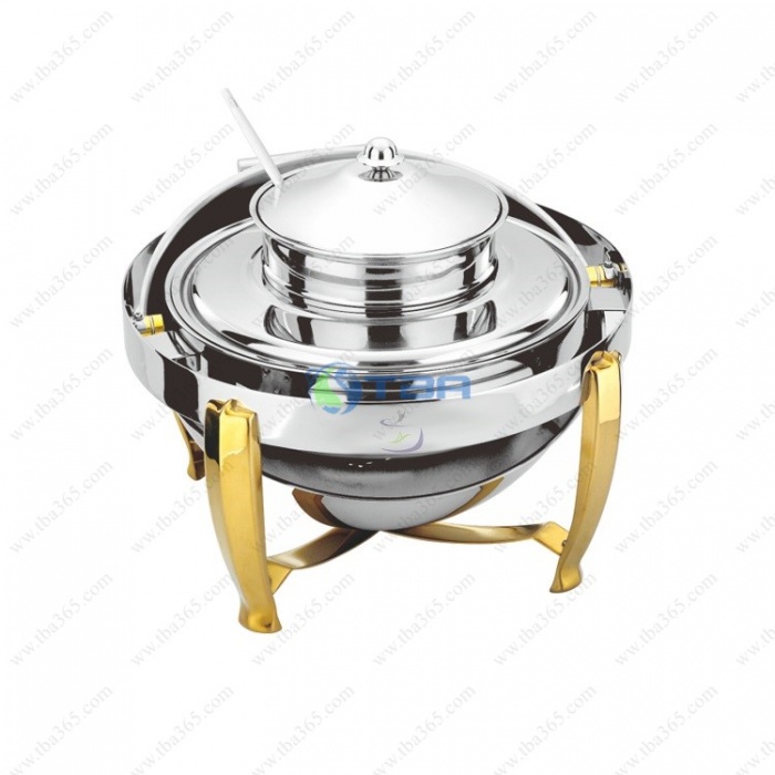 Nồi tròn chân inox mạ vàng Hâm Soup cho nhà hàng ẩm thực