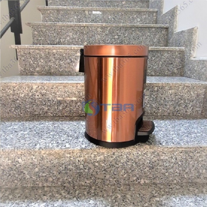 Thùng rác inox mạ vàng- champanh đạp chân 5L