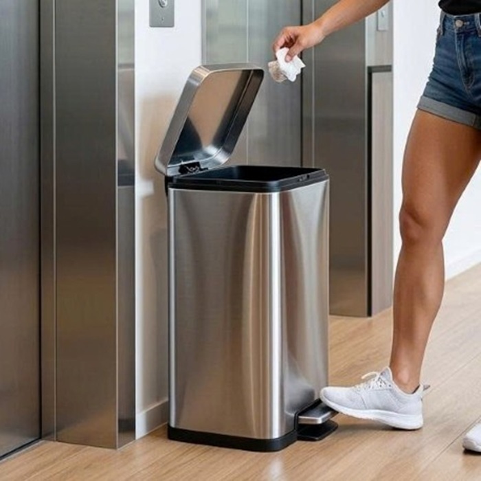 Thùng rác inox 50L đạp chân dùng cho văn phòng