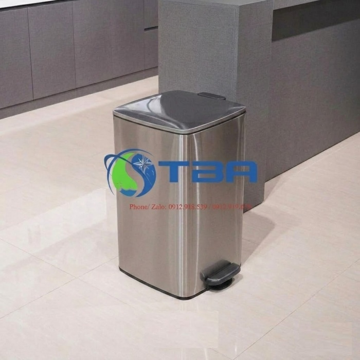 Thùng rác inox văn phòng 12 Lít hình vuông