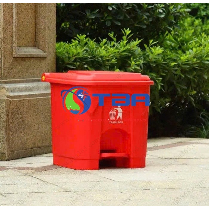 Thùng rác nhà hang 30L đạp chân màu đỏ cao cấp