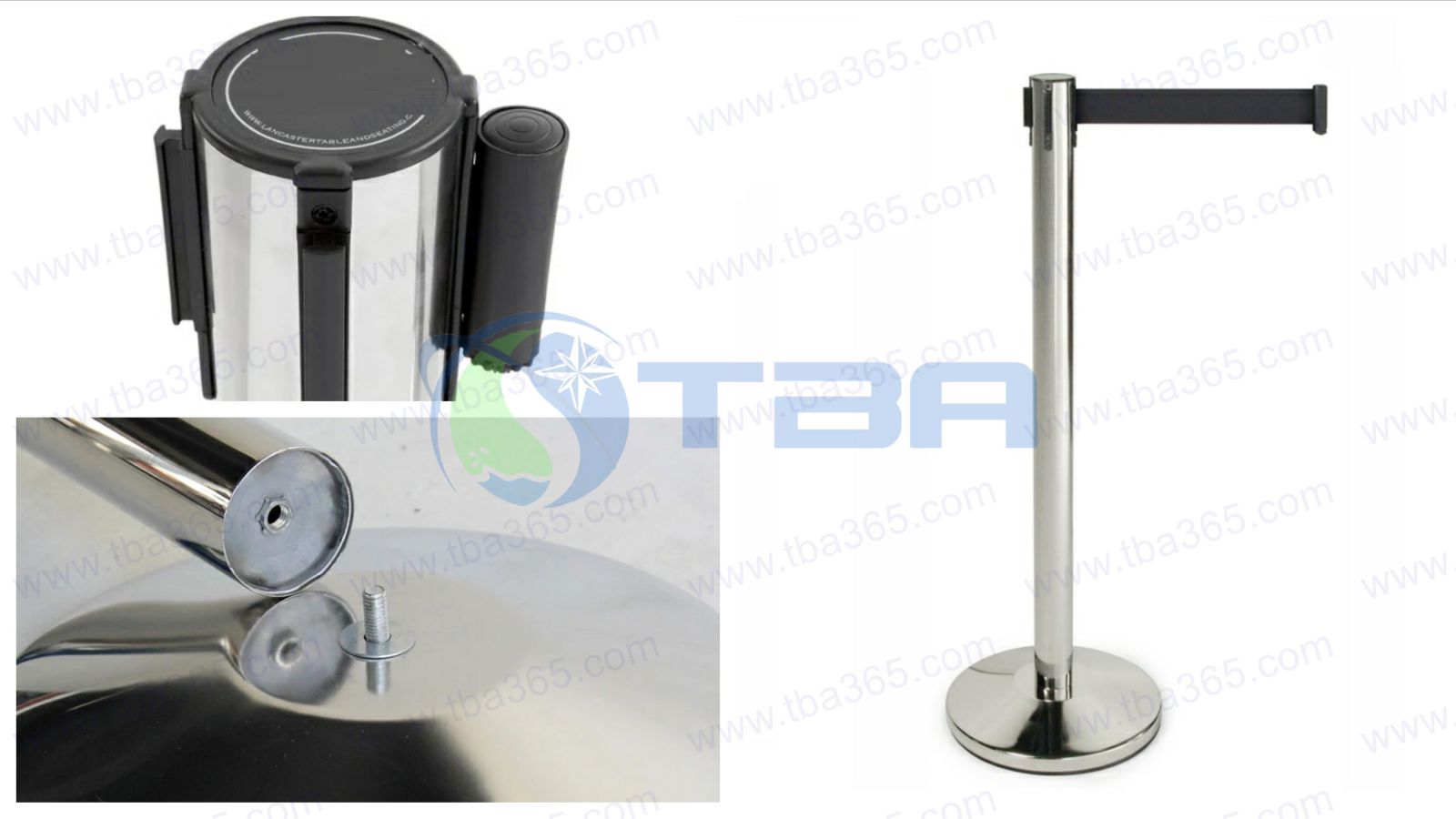 Trụ chắn inox phân làn cao cấp dây căng màu đen