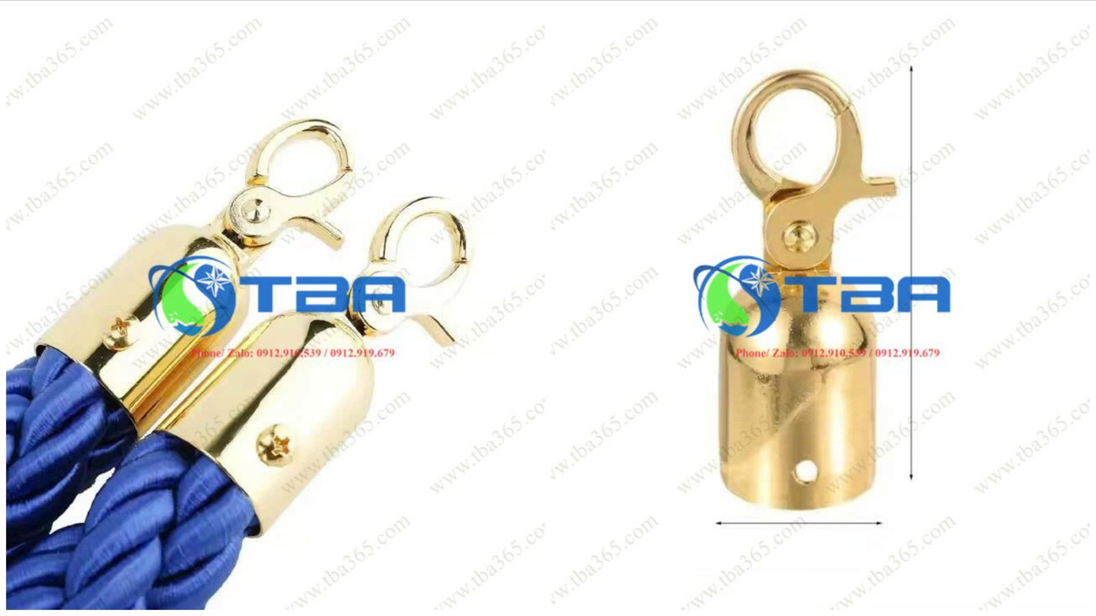 Phụ kiện móc mạ vàng dây xoắn thừng
