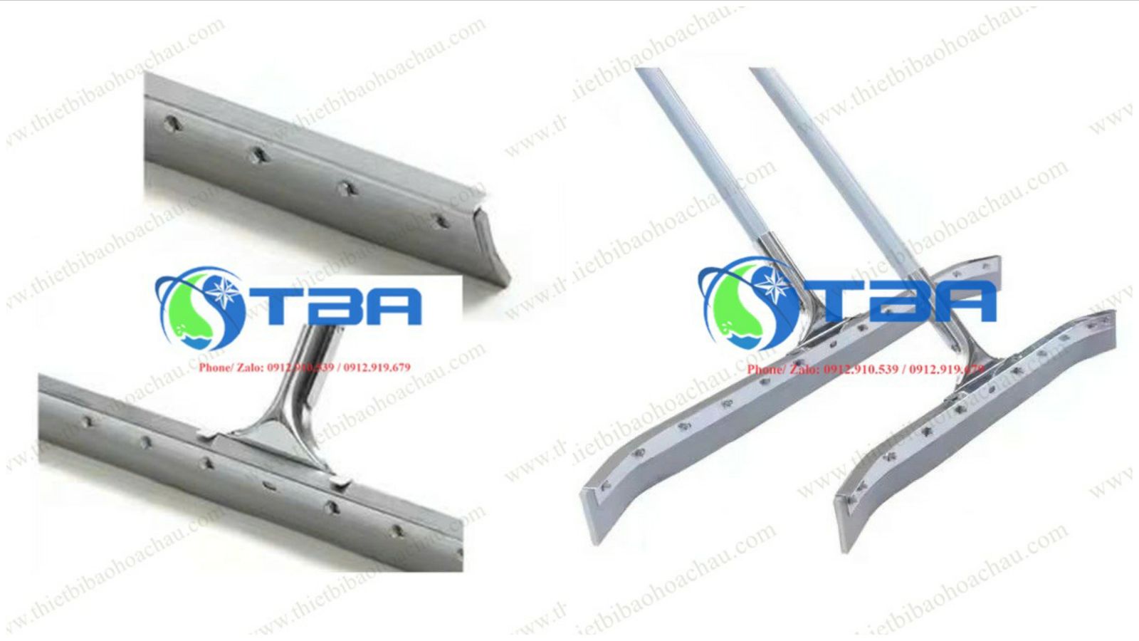 Cây gạt nước sàn thân nhôm đầu inox cong 55cm cao cấp Á Châu