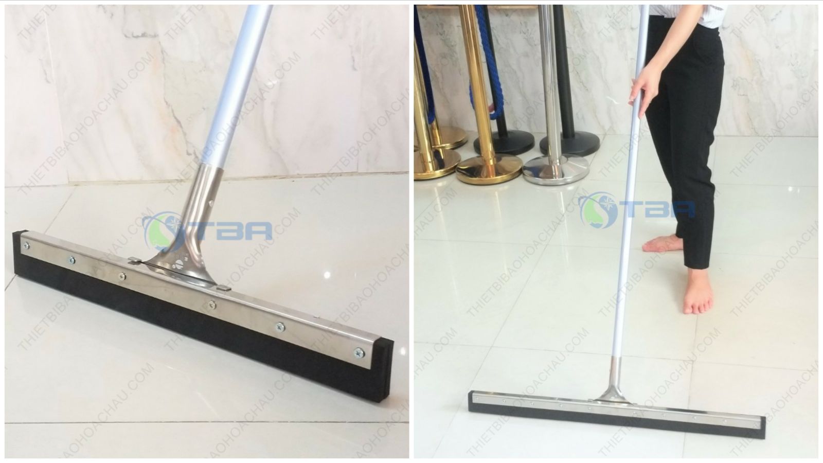 Cây gạt sàn á châu Thân nhôm, đầu kẹp inox tấm gạt 75cm