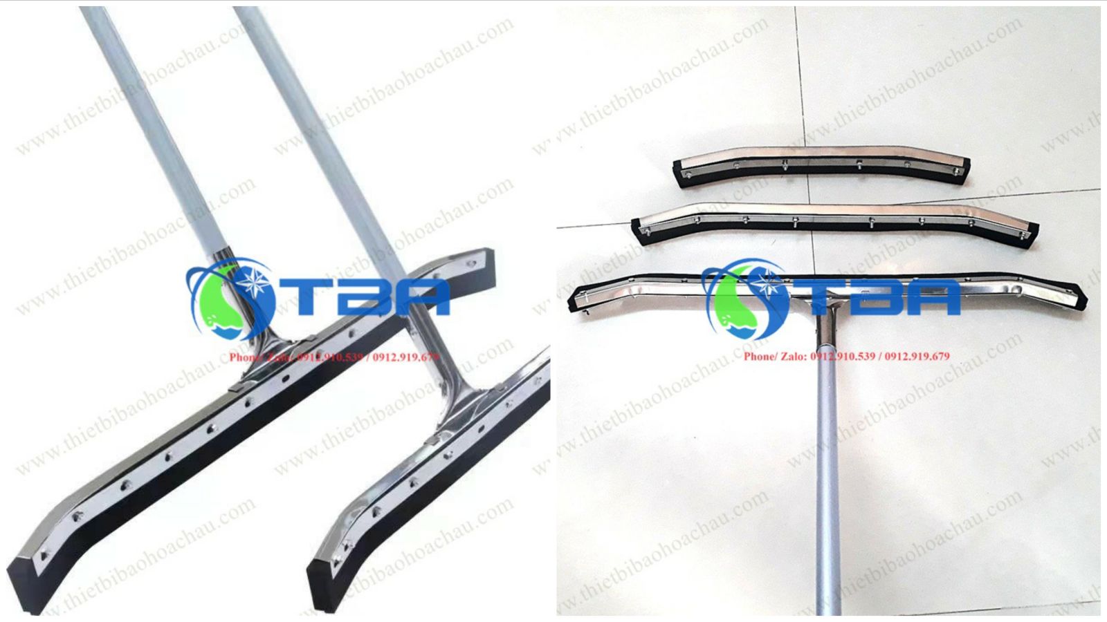 Cây đẩy nước, gạt sàn thân nhôm đầu inox cong 75cm cao cấp Á CHâu