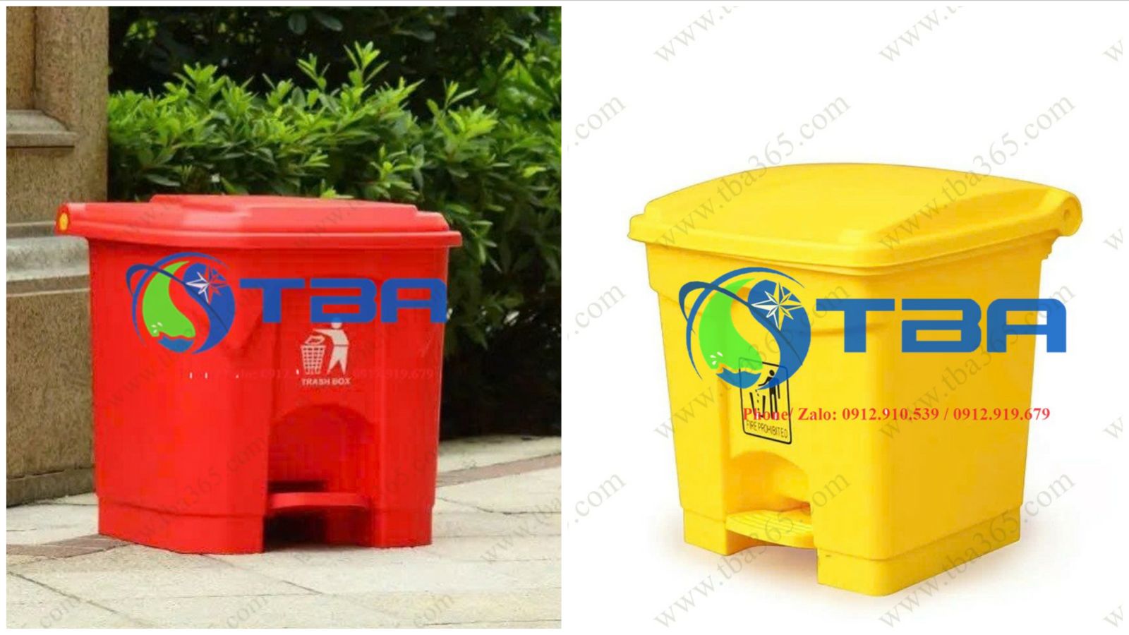 Thùng rác nhà hàng 30L màu đỏ