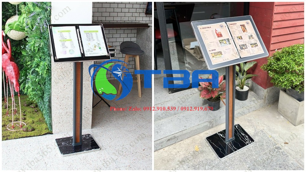 Bảng Menu cao cấp chân đá hoa cương cho nhà hàng, khách sạn