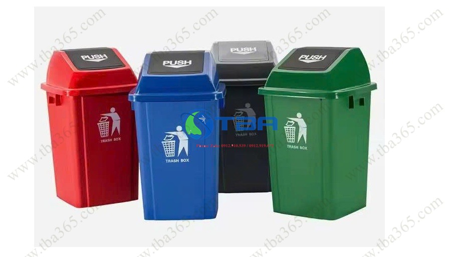 Thùng rác nhựa Nắp lật Á Châu, đa dạng mẫu mã, màu sắc