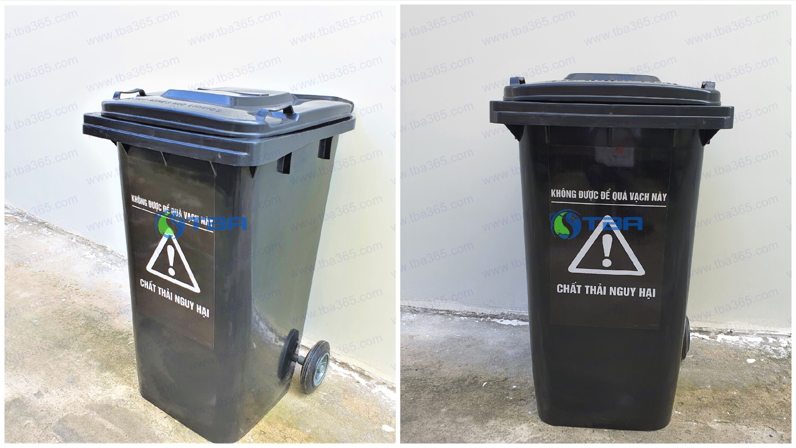 Thùng rác nhựa 240L cao cấp màu đen