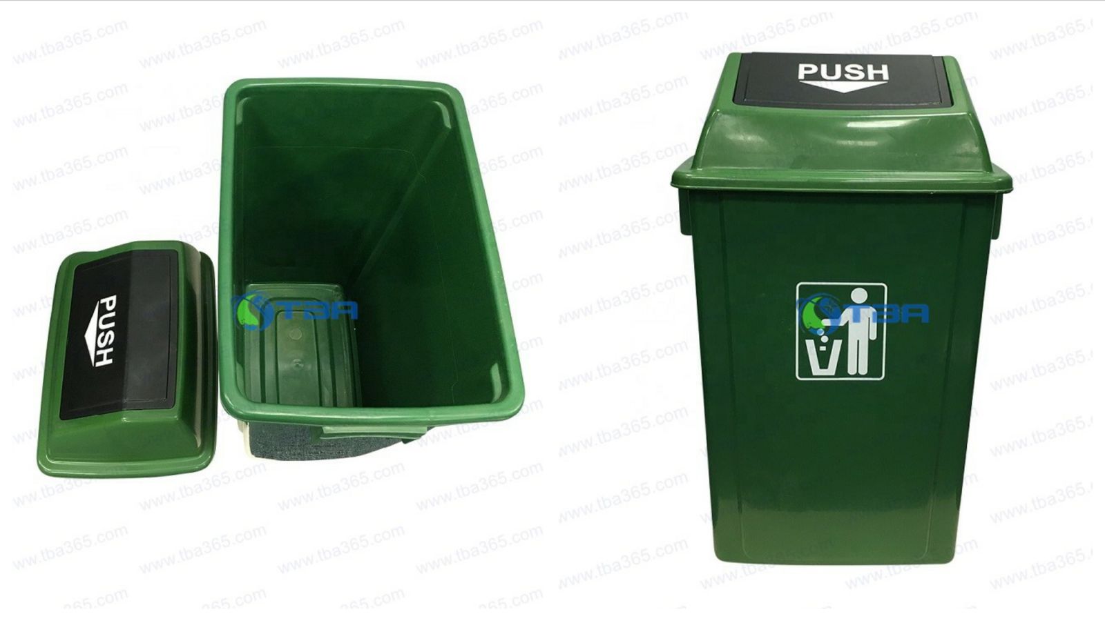 Thùng rác nhựa cao cấp Á Châu 100L xanh lá cho nhà hàng