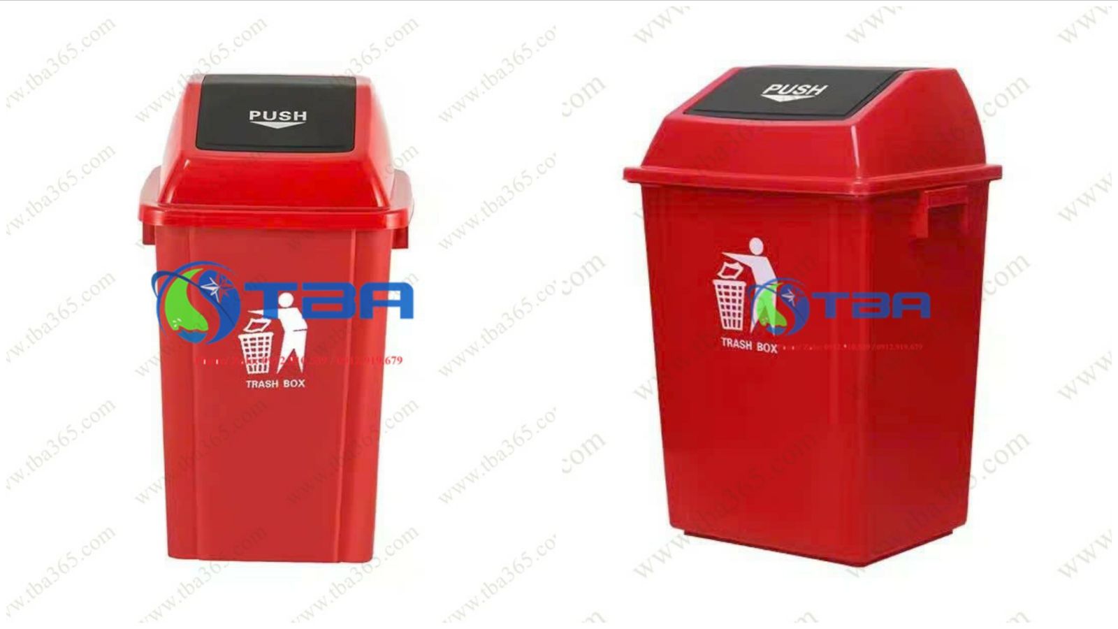 Thùng rác nhựa 100L màu đỏ cao cấp Á Châu
