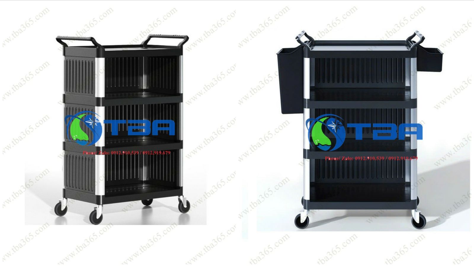 Xe đẩy phục vụ có bửng che cao cấp, 04 tầng cho nhà hàng