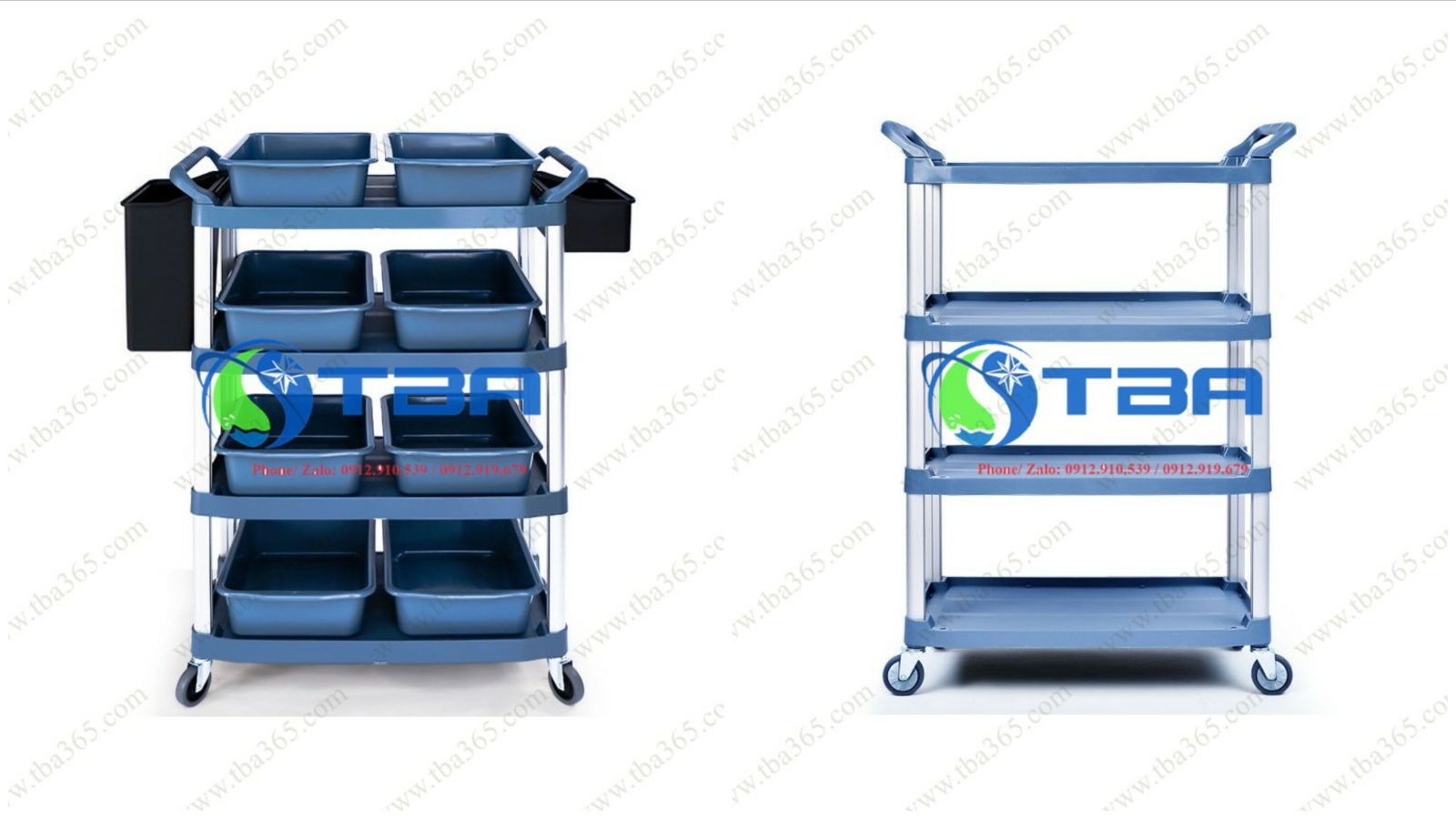 Xe đẩy 04 tầng cỡ lớn phục vụ bàn tiệc nhà hàng, khách sạn