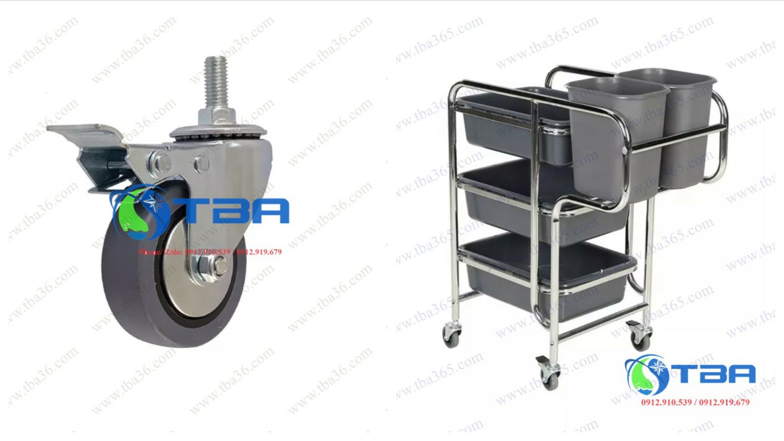 Bánh xe có khóa, phụ kiện thay thế cho xe đẩy phục vụ nhà hàng Á CHÂU 
