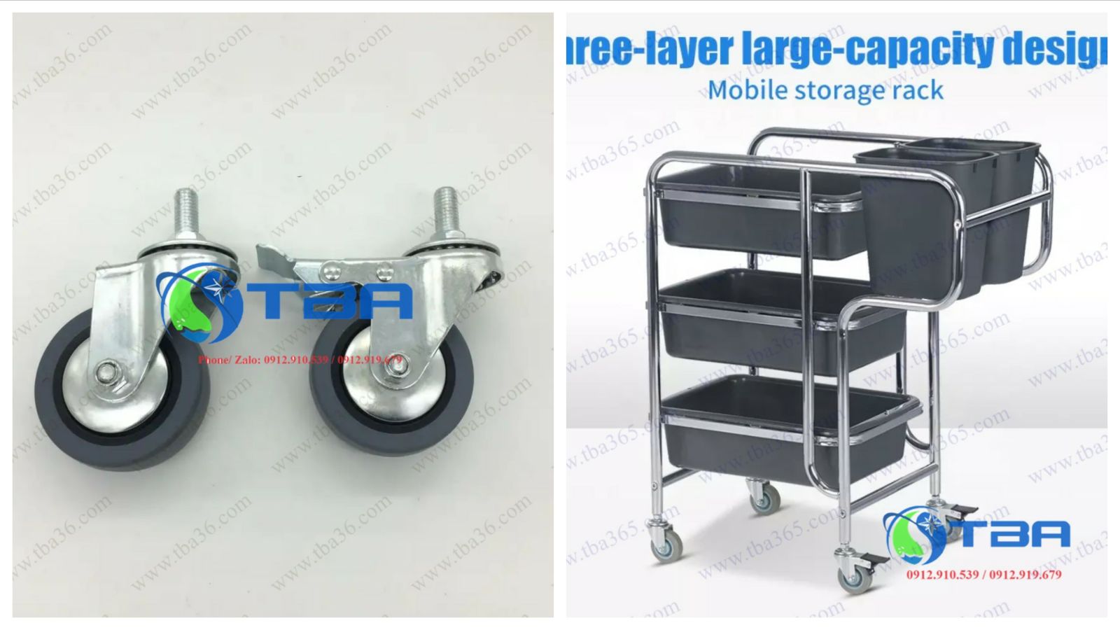 Bánh xe phụ kiện thay thế xe thu gom chén đĩa Á CHÂU