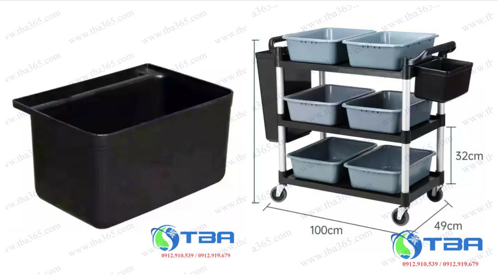 Xô nhựa ngắn phụ kiện cho xe đẩy thức ăn TBA-PK002
