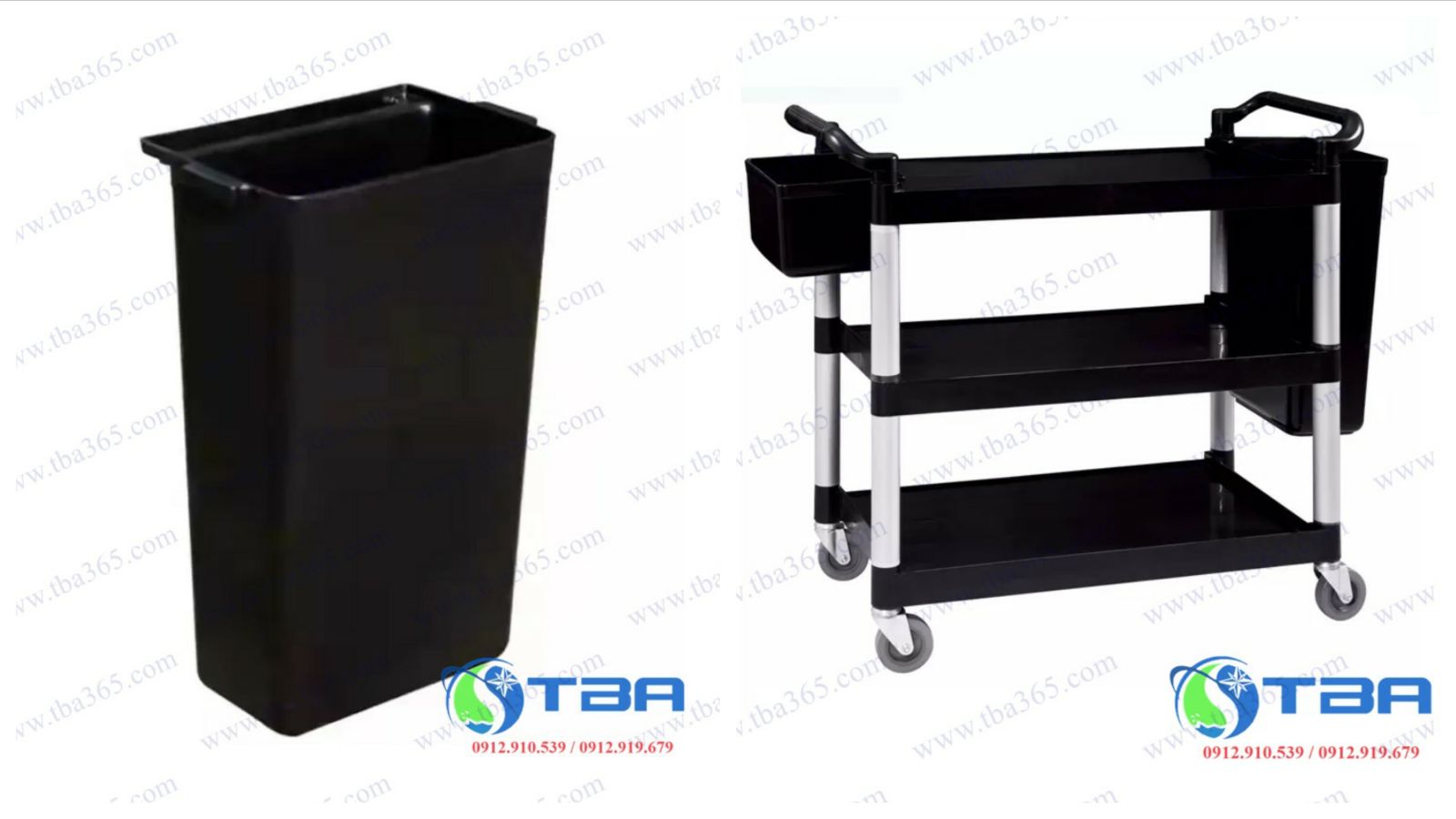 Phụ Kiện Xô nhựa dài cho xe đẩy phục vụ, thu gom TBA-PK003